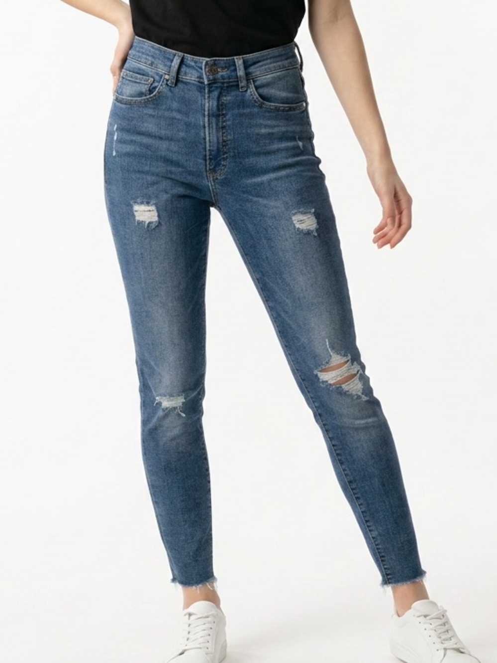 EXPRESS | Hyper Stretch Distressed High-Rise Skinny Jeans Women’s Size 6 Regular